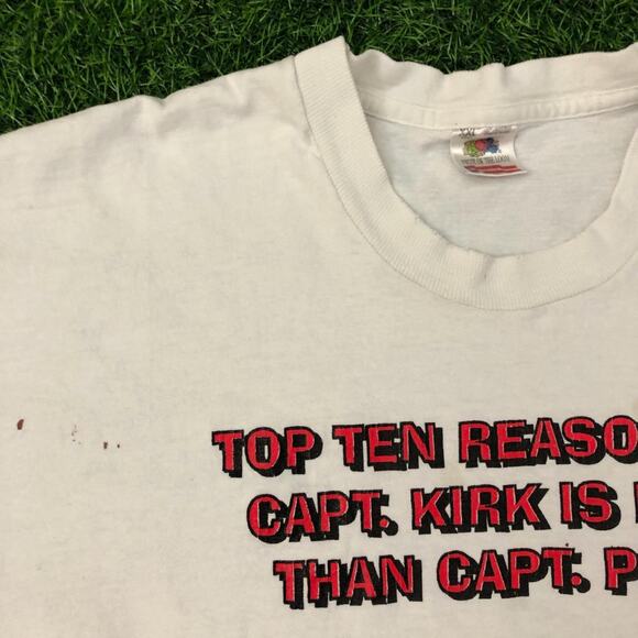 White ’10 Reasons’ Captain Kirk vs Capt. Picard Graphic Tee - Picture 2 of 5